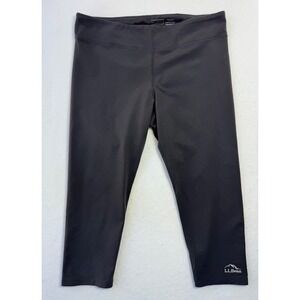 LL‎ BEAN 500292 Womens Cropped Leggings Capri Pants Black Athletic Hiking Trail